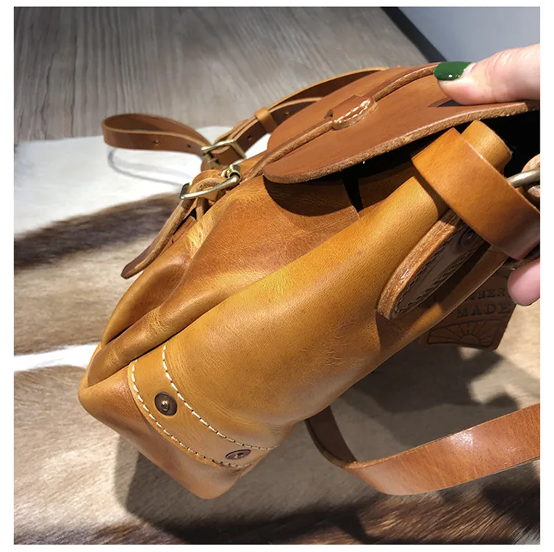Luxury natural genuine leather men's messenger bag casual retro designer real cowhide outdoor handmade brown shoulder bag