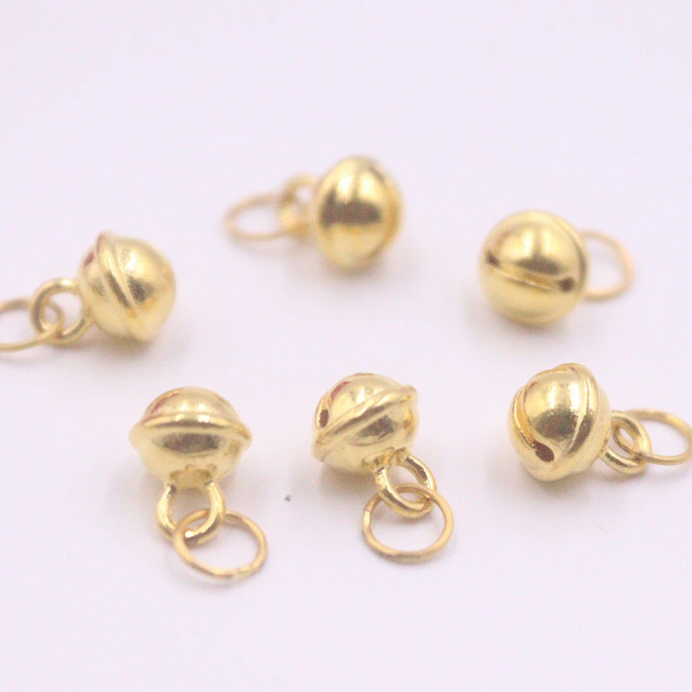 

1PCS Real 999 24k Yellow Gold Pendant For Women 3D Single Small Bell Charm 0.11-0.12g
