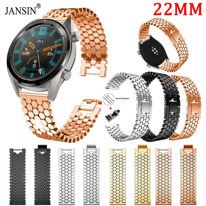 

22mm Stainless Steel Strap For Samsung Galaxy Watch 3 45 46mm Gear S3 Frontier Band For Huawei Watch GT GT2e GT2 46mm Watchband