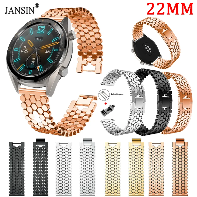 Ремешок из нержавеющей стали для Samsung Galaxy Watch 3 45 46 мм Gear S3 Frontier браслет Huawei GT GT2e GT2 22