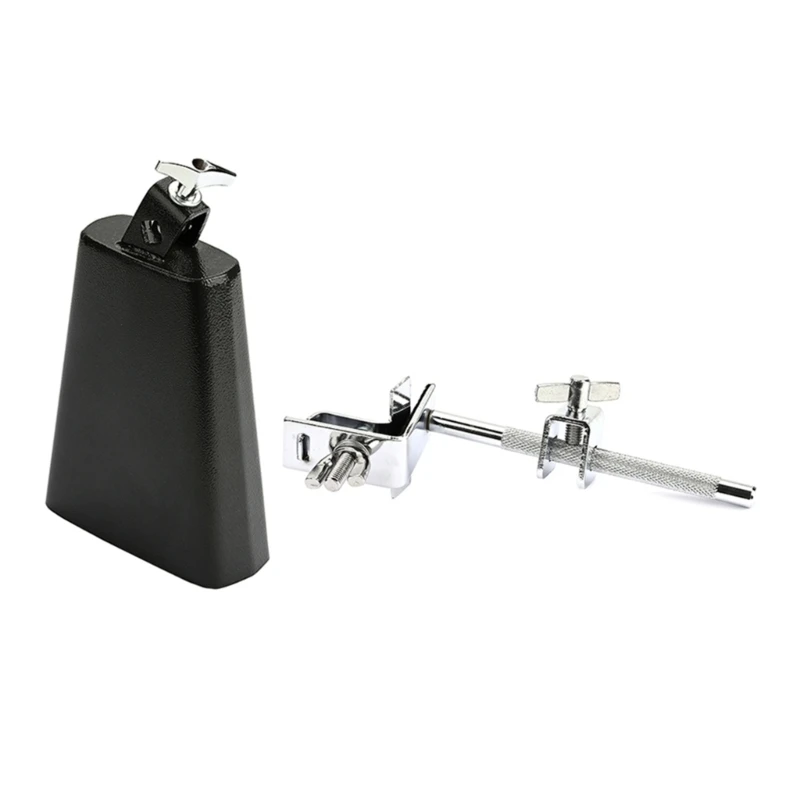 

Metal Cowbell & Mount Clamp Set Drum Hoop Mounted Cowbell Holder for Drummers