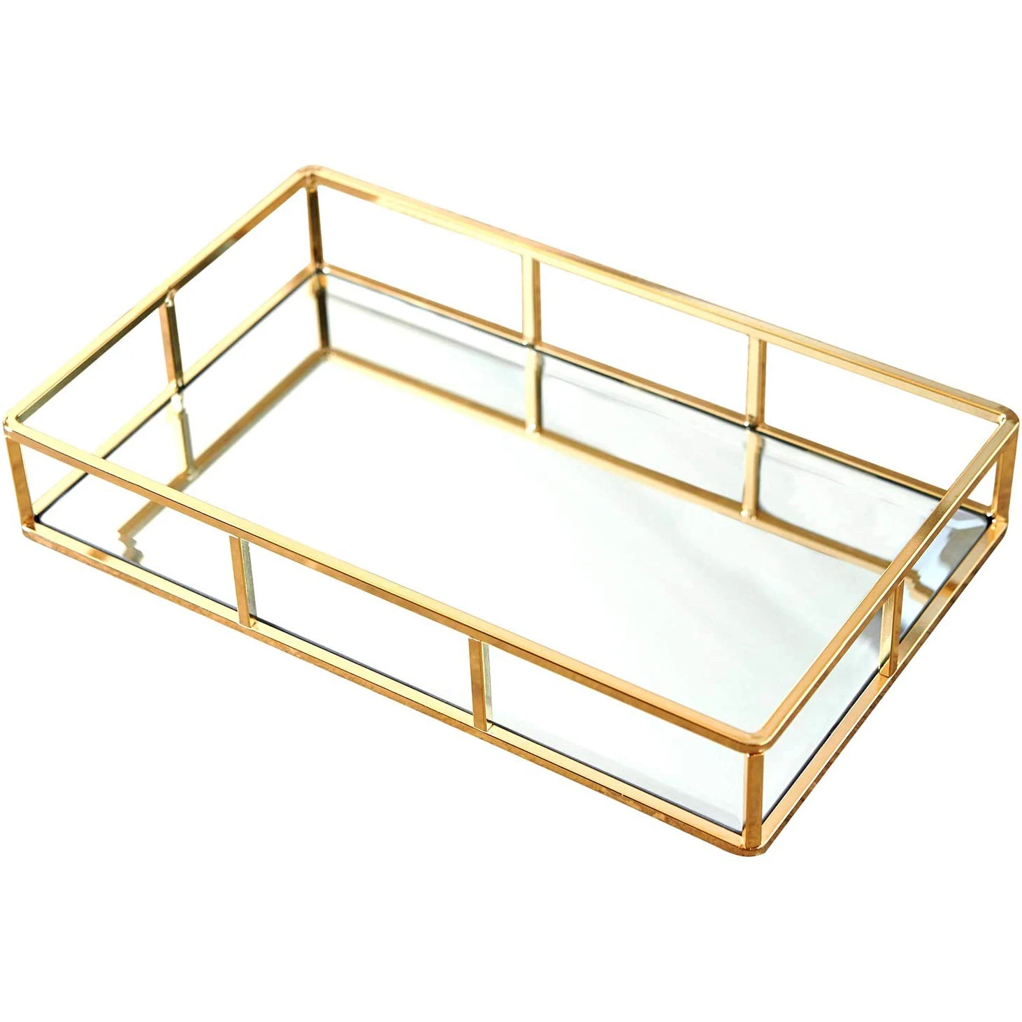 

Tray Mirror Gold Perfume Vanity Tray storage organizer Dresser Ornate Metal Decorative Tray Jewelry Perfume Organizer Makeup
