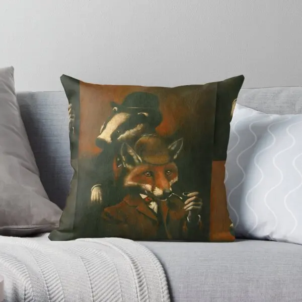 

Fox And Badger Holmes And Watson Printing Throw Pillow Cover Waist Office Car Cushion Home Wedding Fashion Pillows not include