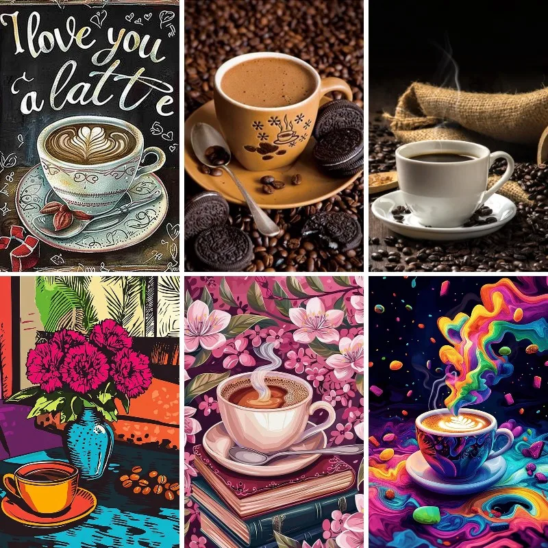 5D Coffee Cup Diamond Painting Kit for Adults Fantasy Art Magical Mosaic Cross Stitch Full Square Decoration
