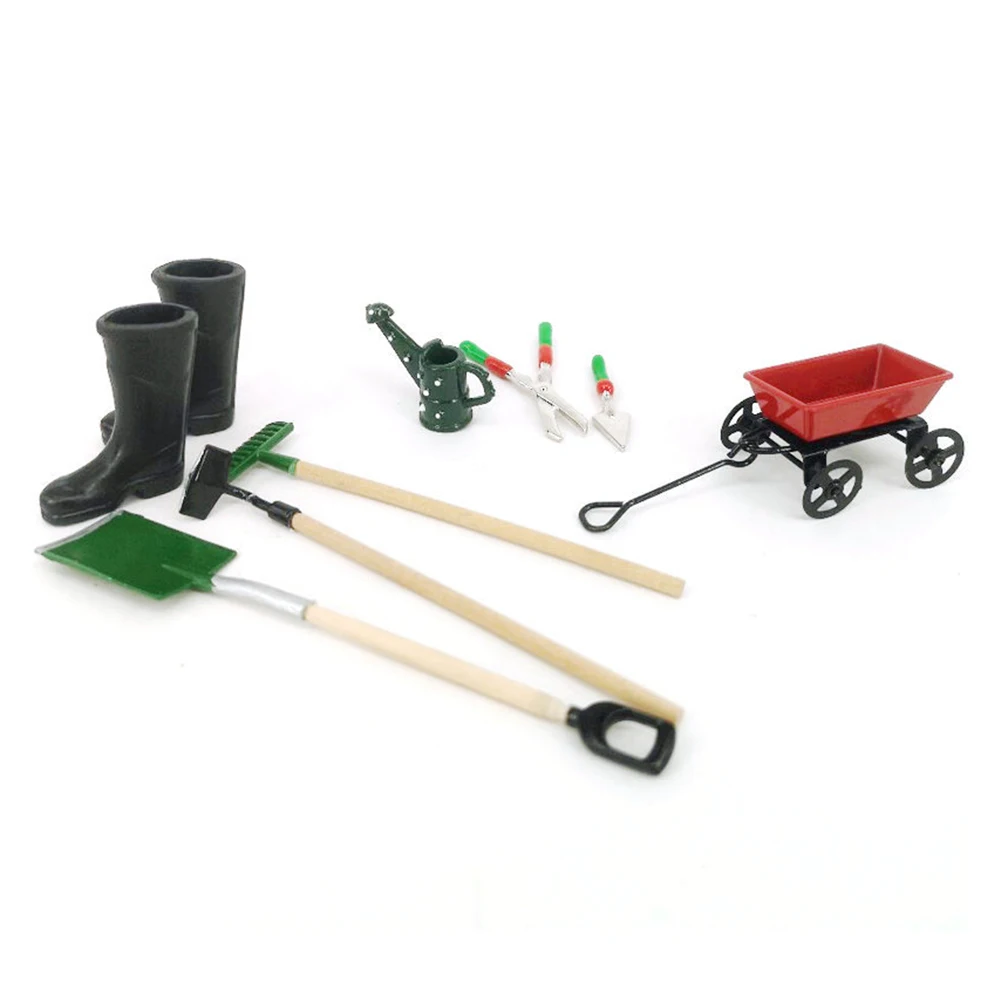

8 шт., моделирующий садовый игровой набор «сделай сам», микро инструмент, модель лопата, грабли, Детские садовые инструменты, куклы, искусств...