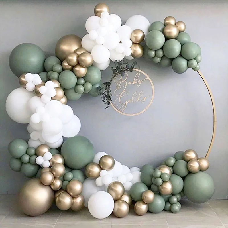 

195pcs Baby Shower Balloon Garland Arch Retro Green White Gold Air Ballons Decoration Birthday Party Wedding Baloons Decoration