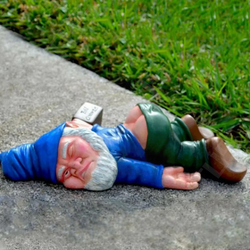 

Gnome Statues Blue Red Dwarf Lying Drunk Resin Figurines Gnomes Garden Decoration Figurine Villa Home Garden Statue Decoartion