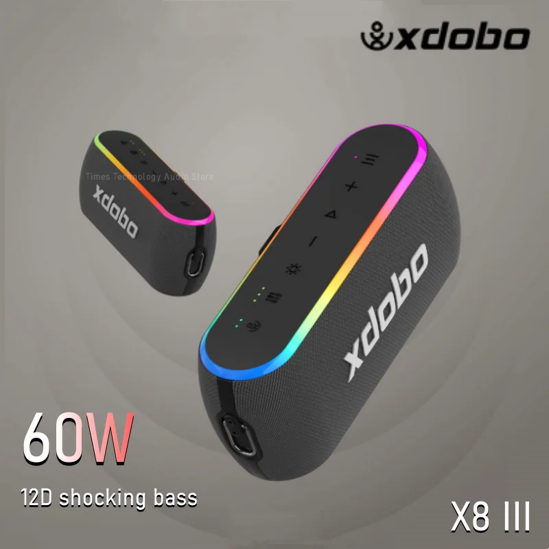 

Звук Bluetooth IPX7 третьего поколения XDOBOX8 III водонепроницаемый внешний ослепительный 60W мощный беспроводной сабвуфер TWS потрясает стерео