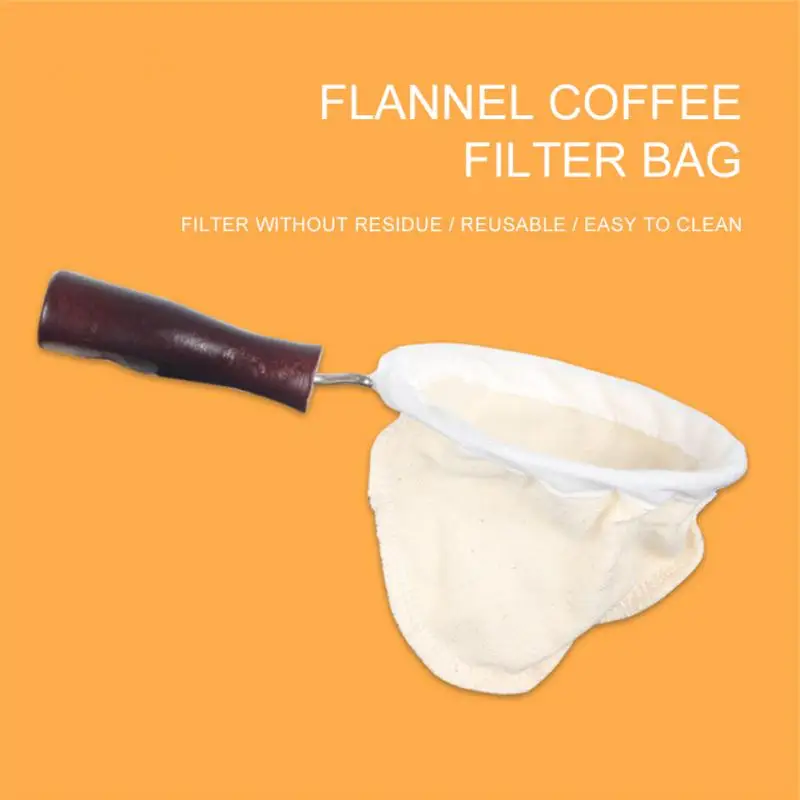 

Coffee Filter Bag Cloth Handmade Reusable Coffee Filter Strainer With Wood Handle Filter Pack Pot Flannel Cloth Mesh Basket Tool