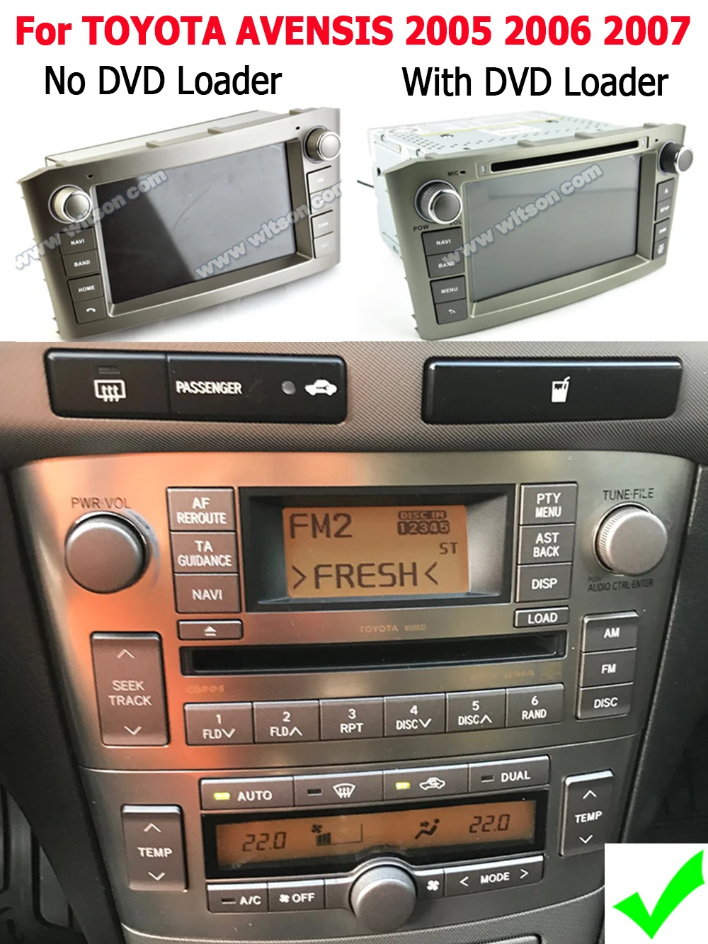 Автомагнитола WITSON 2 din Android 12 для TOYOTA AVENSIS 2005 2006 2007 PX5 7-дюймовый экран GPS мультимедиа
