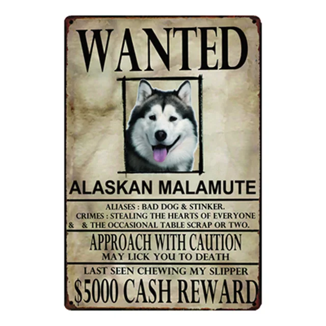 

Dogs Wanted Metal Plaque Tin Sign Shiba Inu/French Bulldog/Beagle/Grayhound Metal Poster Tin Plate Bar Home Decor