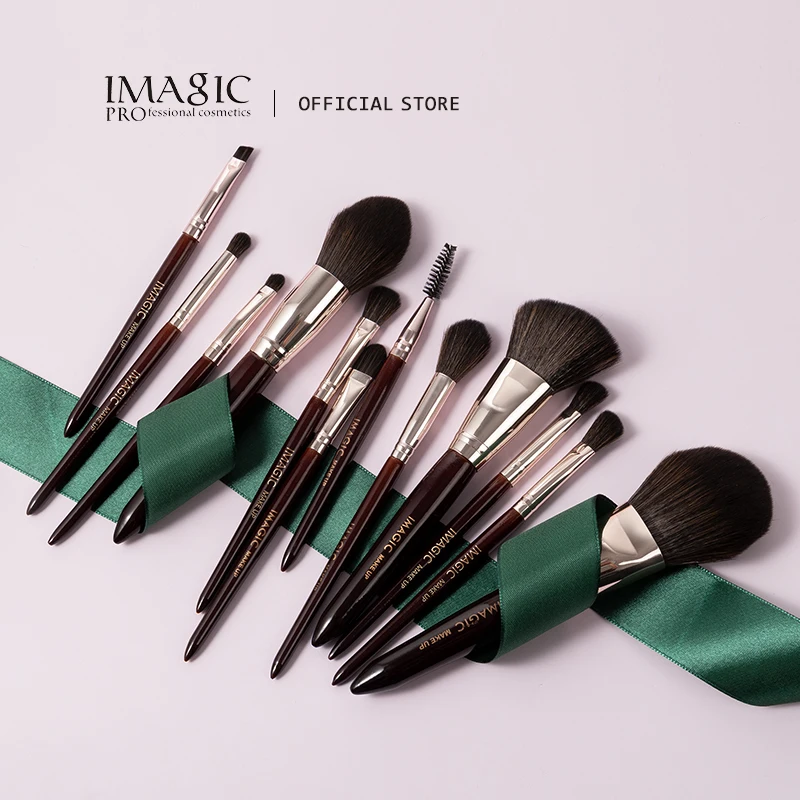 

Профессиональный набор кистей для макияжа IMAGIC 12 шт./компл. с натуральными волосами для основы, пудры, румян, консилера, губ, теней для век, инс...