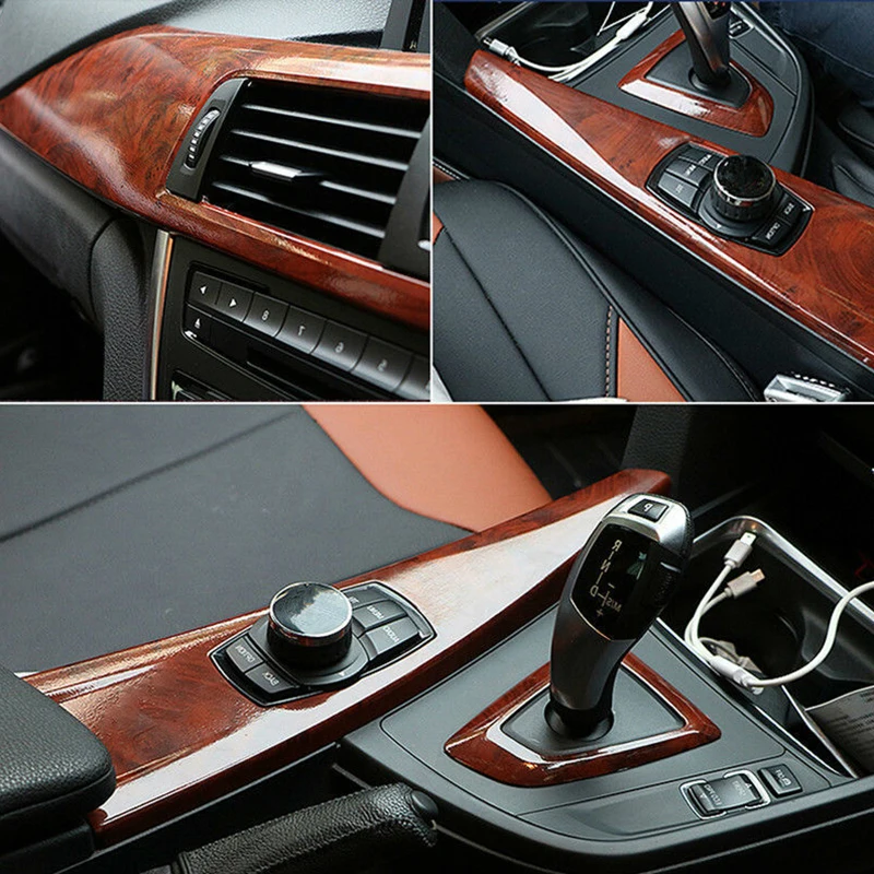 

30CM*124CM DIY PVC Self-adhesive Wood Grain Textured Vinyl Wrap Decal Sticker Car Interior Furniture DIY Auto Styling Film