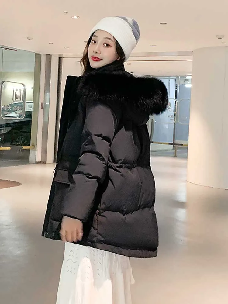 Korean Cotton Jacket for Women 2022 Winter New Women's Long Jackets Fashion Designer Casual Solid Coat Simple Female Parkas Lady