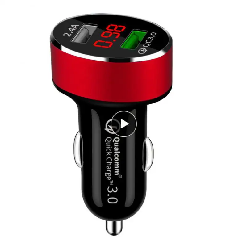 

Aluminum Alloy Digital Display Car Charger Durable Practical Multi Function Display Car Charger Universal Portable Car Supplies