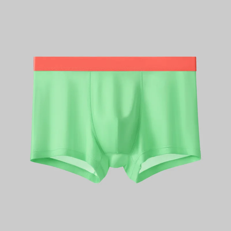 Men's Underwear Cool Ice Silk Breathable Flat Corner Pants Summer Thin Shorts    3PCS