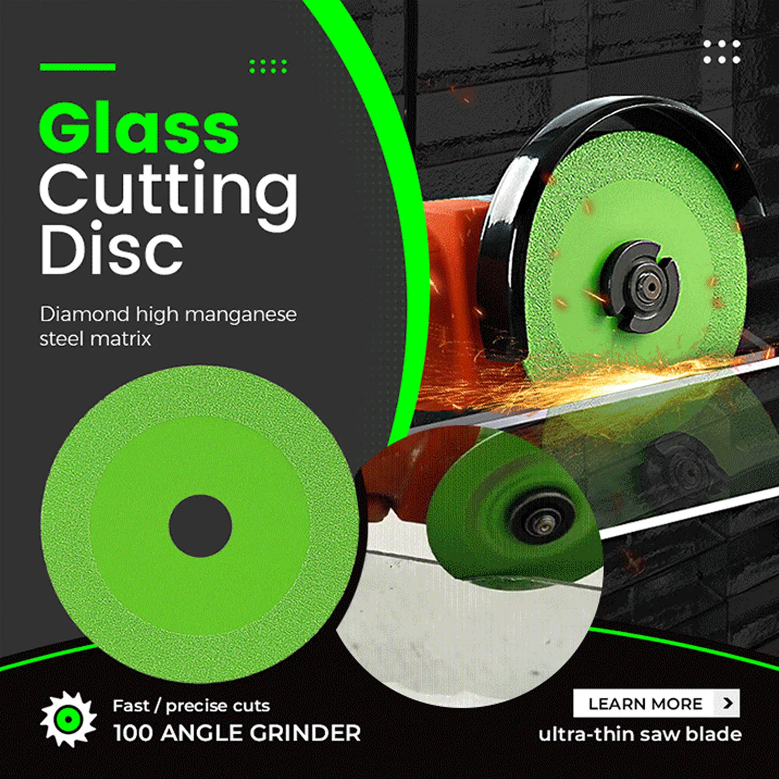 1PC Glass Cutting Disc 100mm Ultra-thin Saw Blade Jade Crystal Wine Bottles Grinding Chamfering Cutting Blade Glass Cutting Disk