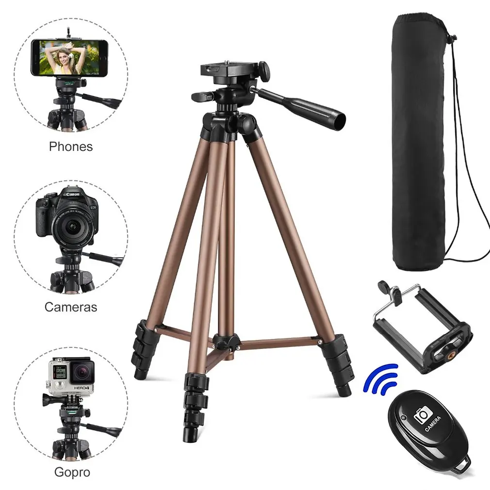 

40-130cm Phone Tripod Stand Universal Photography for Gopro iPhone Samsung Xiaomi Huawei Phone Aluminum Travel Tripode For Live