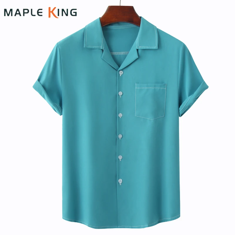 

Chemise Hawaiienne Homme Men Women Harajuku Shirt Streetwear 2022 Summer Candy Color Pocket Beach Shirts Vintage Blouse Tops