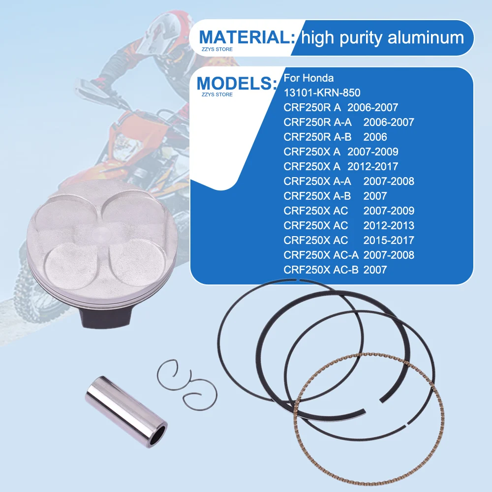 Набор колец для Honda 13101-KRN-850 CRF250 CRF250R 2006-2007 CRF 250 A диаметр 78 мм штифт 16
