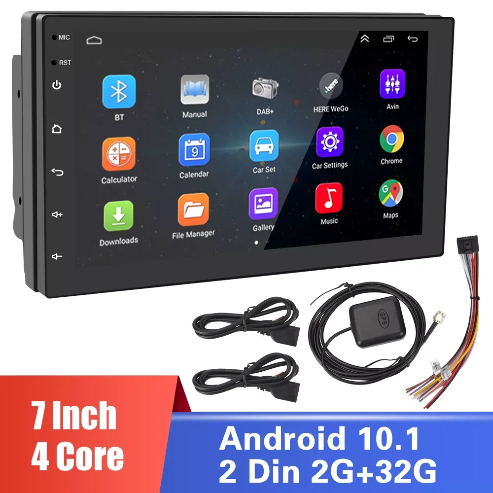 

NEW2023 Multimedia Video Player Car Radio 7 Inch Touch Screen MP5 Android 10.1 2+32GB Bluetooth WiFi GPS Navigation 2 Din Auto S