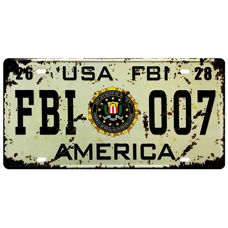 

USA Florida UK Car License Rusted Vintage Number Plate Signs Garage Car Club Bar Cafe Pin Up Tin Sign Metal Plaques Wall Decor