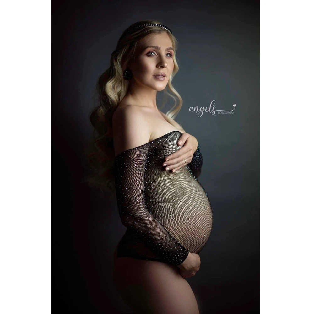 Тюлевые сексуальные кружевные платья для беременных реквизит фотосъемки Черная