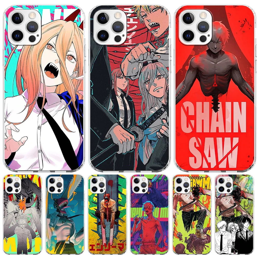 

Japan Cartoon Anime Chainsaw Man Case for iPhone 14 Plus 13 12 Mini 11 Pro Max XR XS 7 8 X 6 6s Plus SE 5s 5 Clear TPU Cover