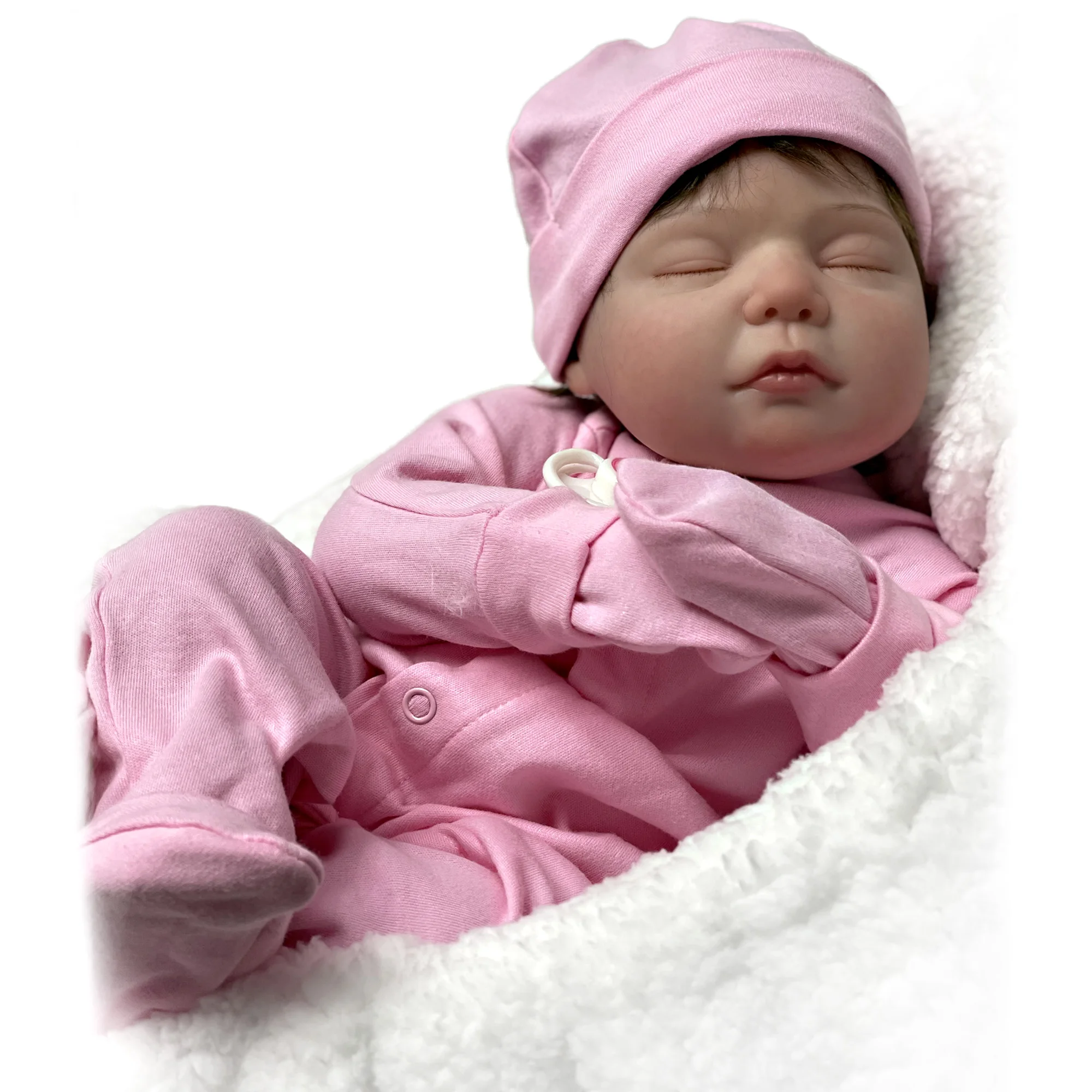 Reborn Dolls 22 Inch Lovely Sleeping Baby Girl Soft Vinyl Bebe Reborn For Children Gifts Handmade Rooted Hair Bebê Reborn