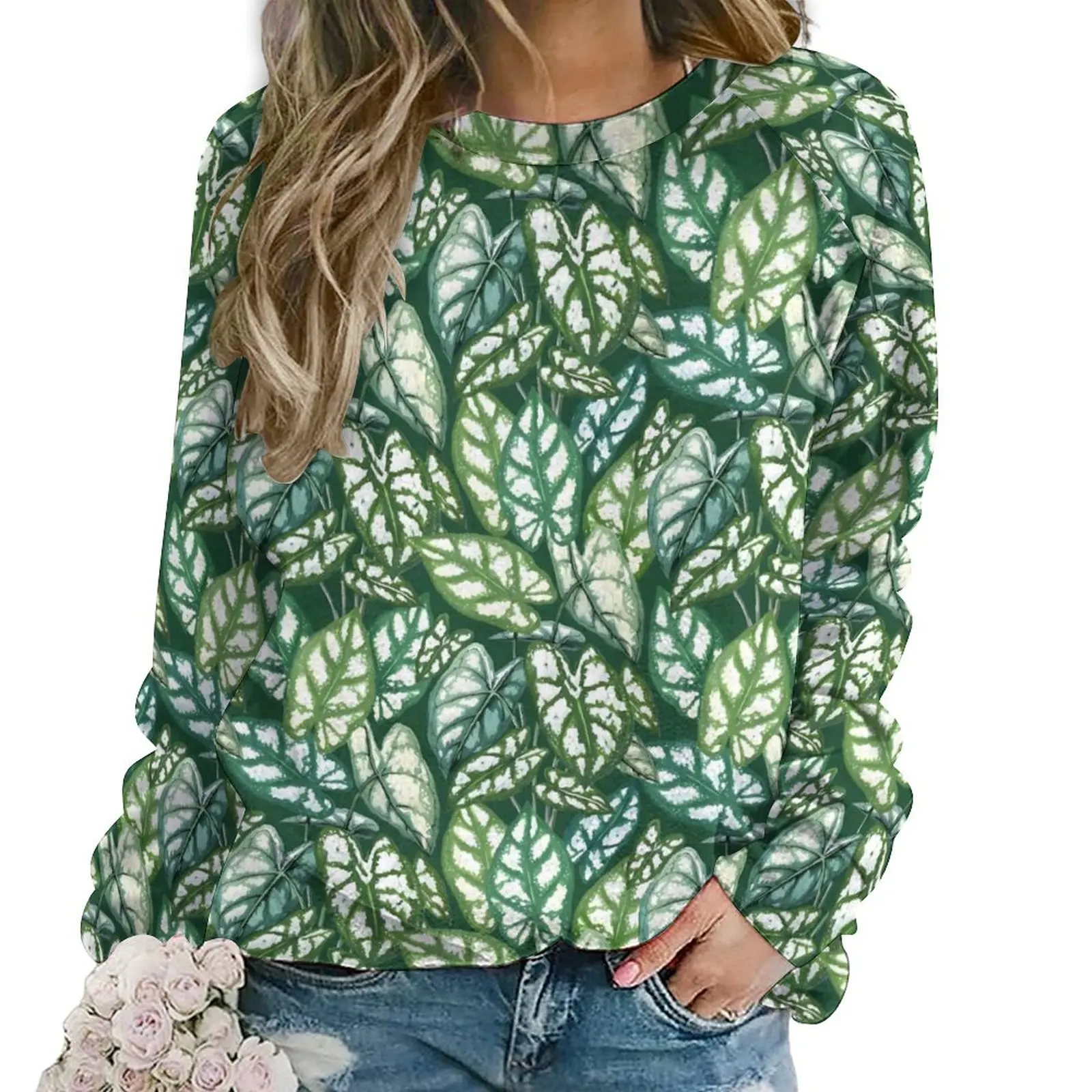 

Green Plant Casual Hoodies Tropical Leaves Y2k Design Hoodie Winter Long Sleeve Fashion Oversized Sweatshirts Birthday Gift