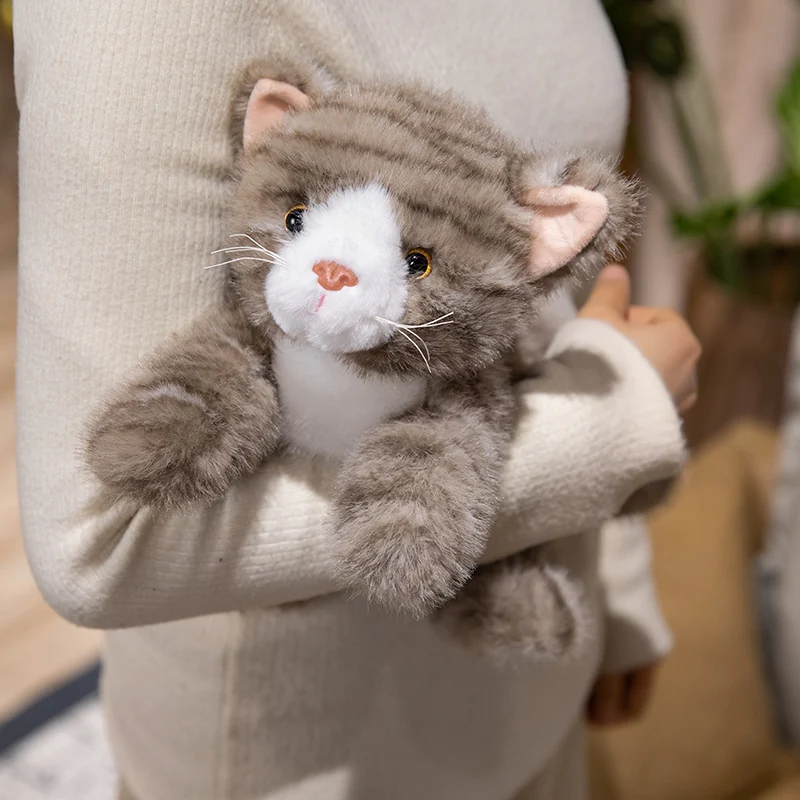 Фото Kawaii имитация кошки, плюшевая игрушка, мягкое животное, плюшевая, желтая, серая, подушка для котенка, детский подарок на день рождения для девочек, игрушки для домашних животных, декор №5