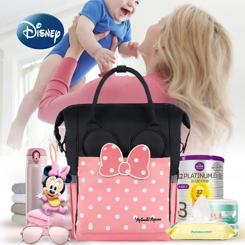 Disney Mickey's Original Innovative Diaper Bag Backpack Luxury Brand Baby Diaper Bag Large -capacity Cartoon Fashion Baby Bag