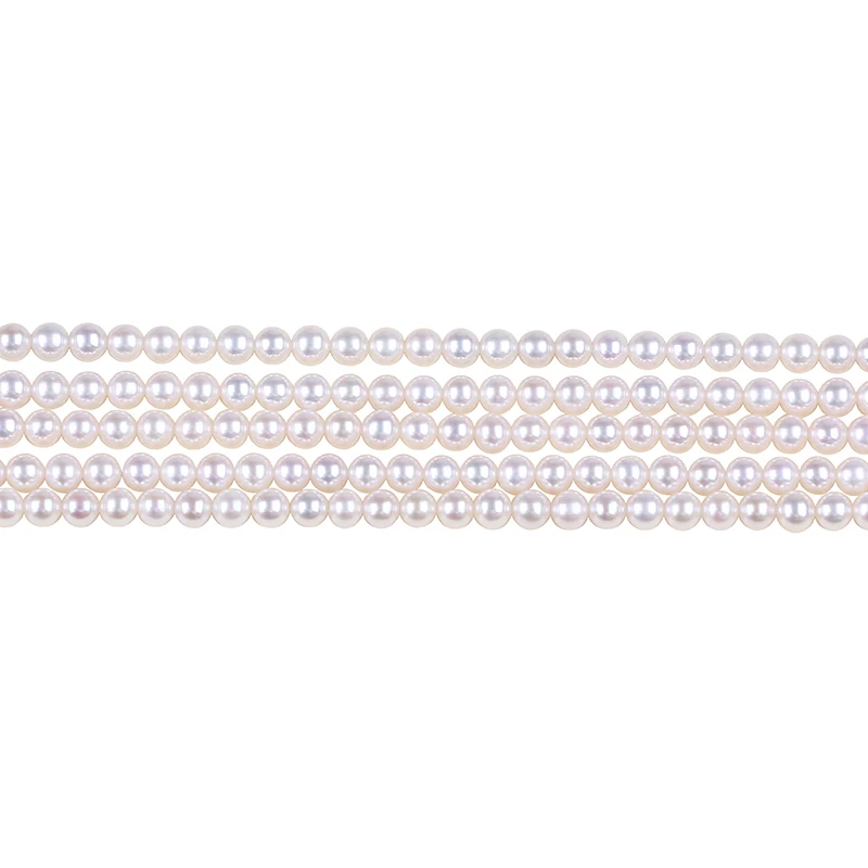 

Wholesale 4-5mm White Round Shape Pearls Chinese akoya pearl strand