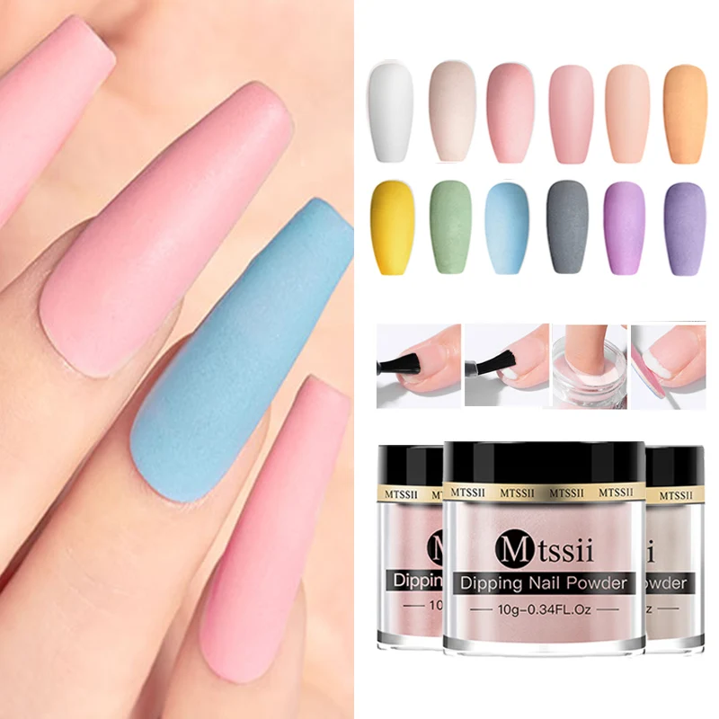 

Mtssii 10g Nude Series Powder Set French Dipping Nail Glitter Without Lamp Cure Dip Nail Powder Art Design Dipping Powder