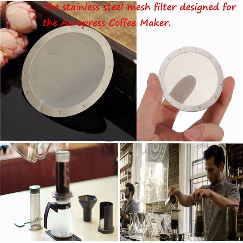 

Серебряный многоразовый тонкий металлический фильтр для кофе, сетка из нержавеющей стали для кофеварки