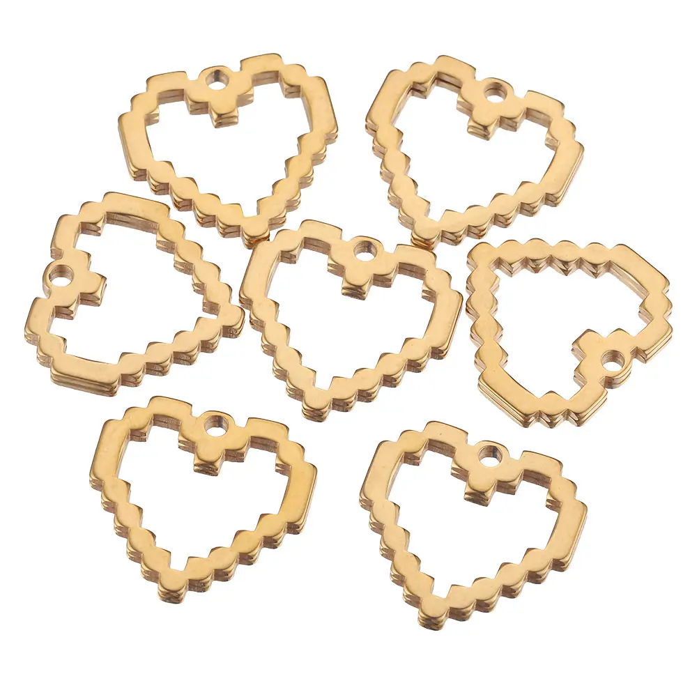 

Подвески в форме сердца, из нержавеющей стали, под золото, 10 шт./лот, для изготовления украшений, цепочек