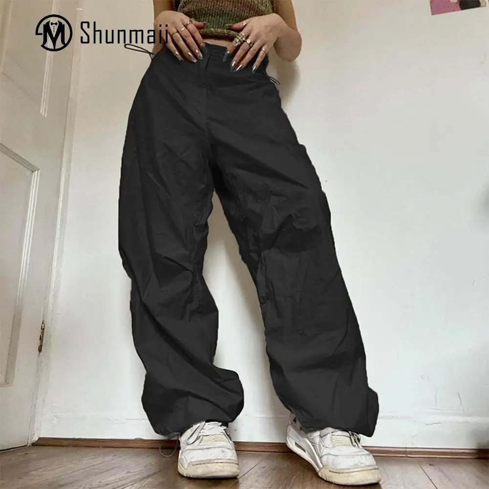

Корейские женские брюки-карго с низкой талией Harajuku мешковатые джинсы для женщин свободные Y2K стиль карманы на шнурке женская одежда уличная одежда