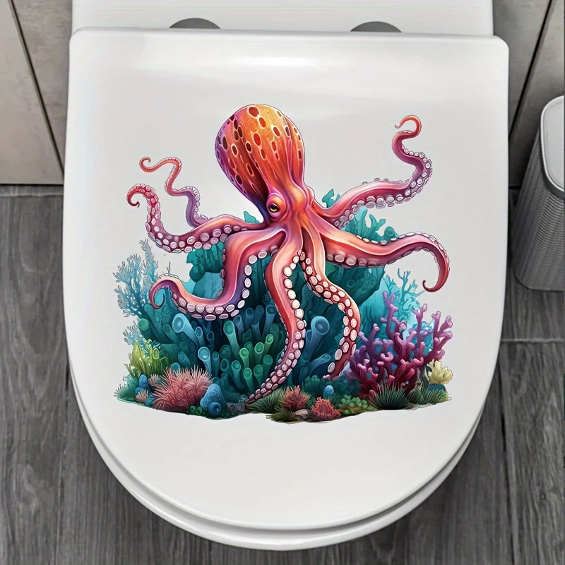 Наклейка на крышку унитаза в форме осьминога для глубоководной воды наклейка