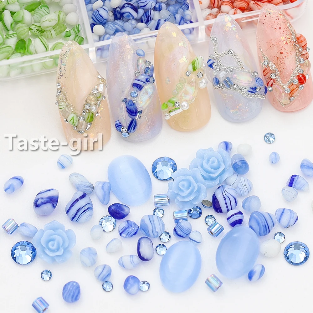 

Fresh Summer 3D Nails Art Decorations Rhinestones Nails Accesorios Charms Jade Gems Nail Supplies For Professionals Manicure Set