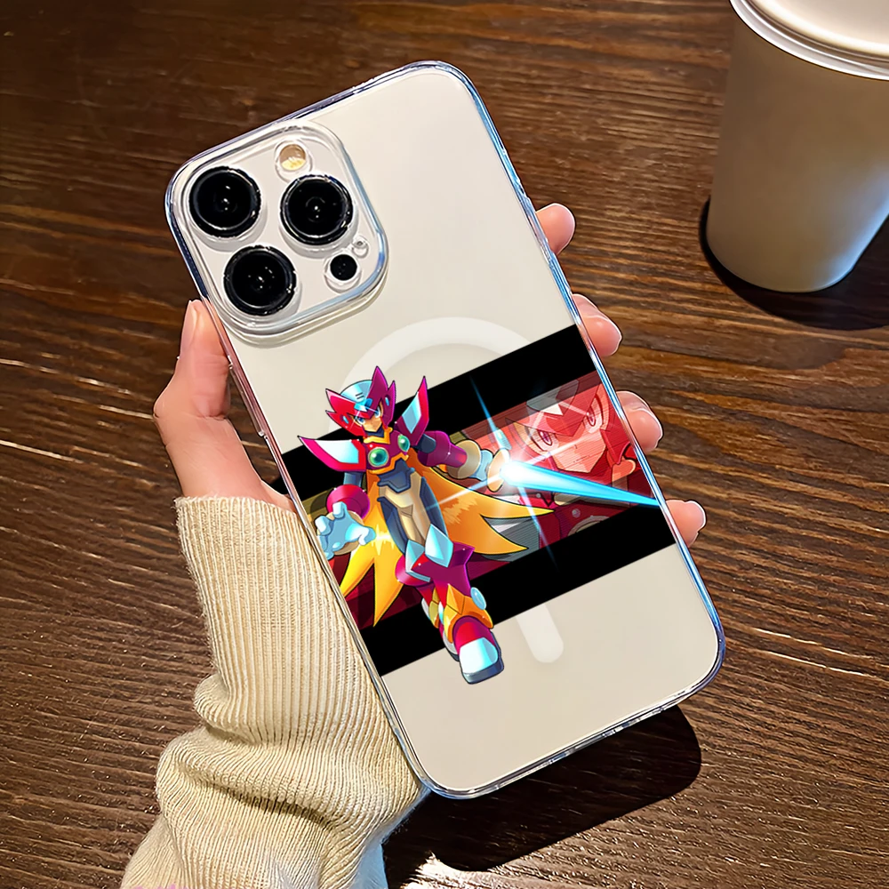 Game For iPhone 11 12 13 14 15 16 Pro Max Plus Magsafe Magnetic Transparent Protector Wireless Charge Phone Case M-Mega M-Man