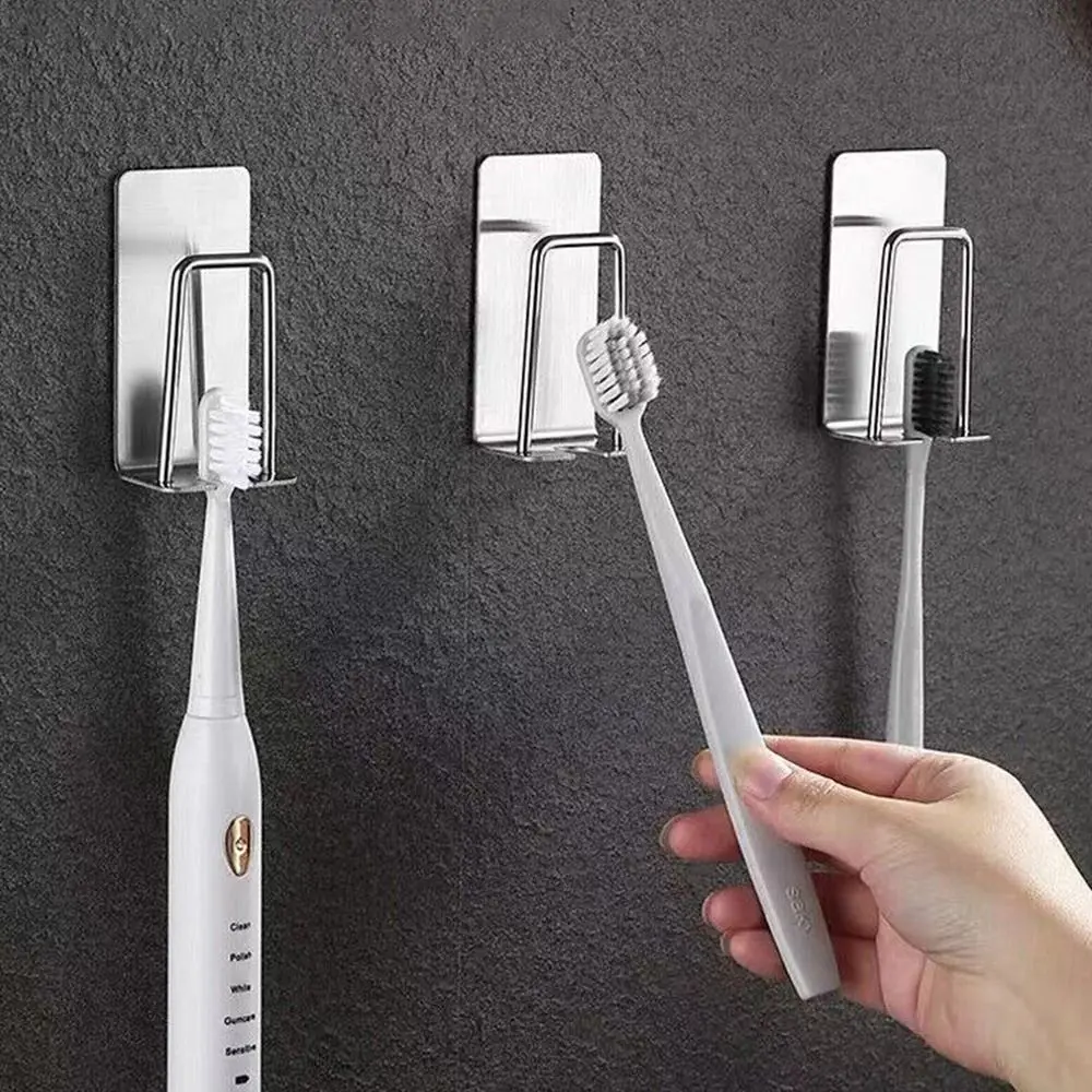 Toothbrush Holder Bathroom Self-adhesive Cup Holder Wall Mounted Stainless Steel Toothpaste Holders