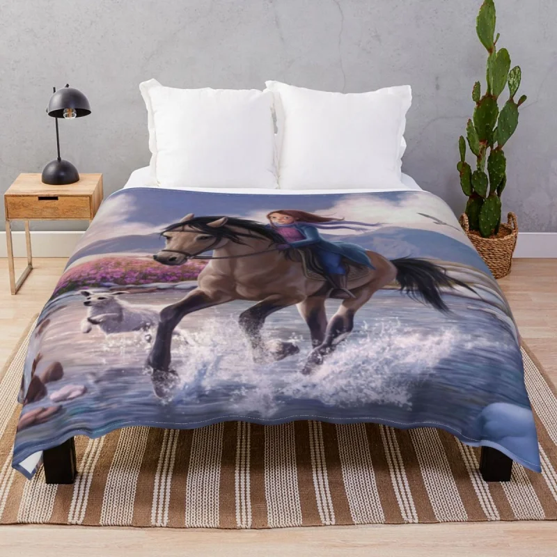 

StarStable Horse Wallpaper Blankets Veet Print Multifuion Throw Blanket for Bedding Sofa Camp Cinema