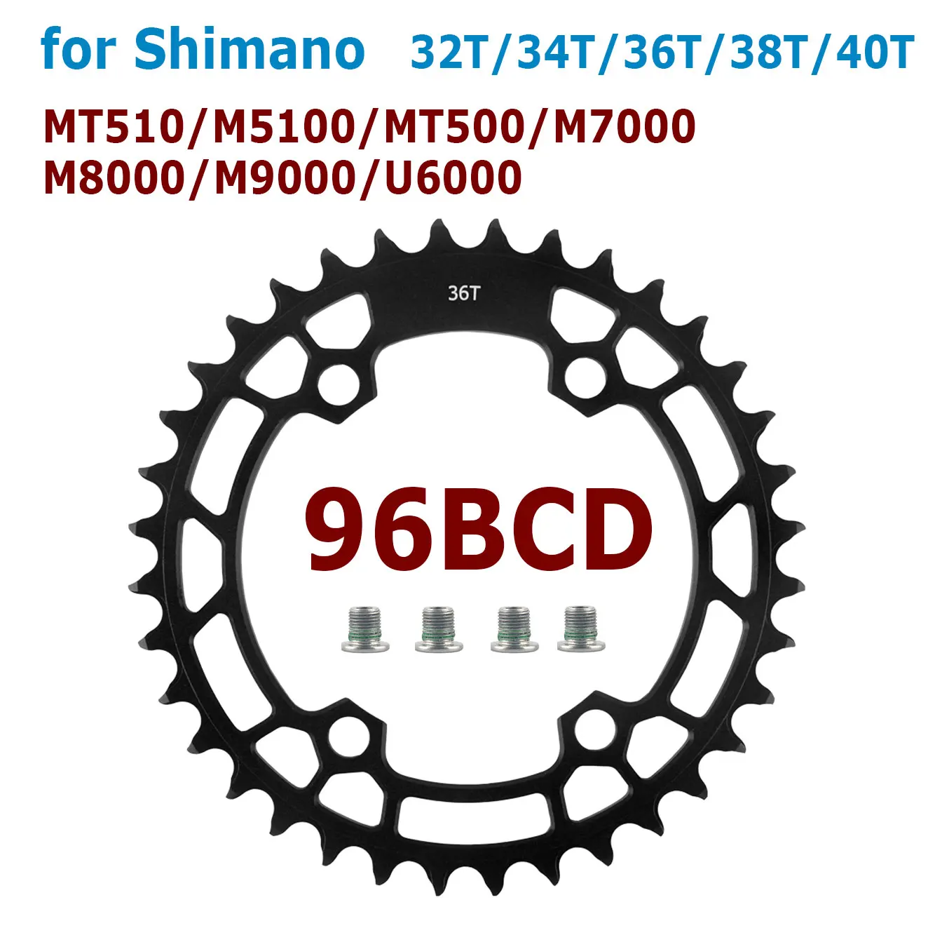Фото Велосипедная цепная звездочка WUZEI MTB 96BCD для горного велосипеда, 32T 34T 36T 38T 40T, совместимая с Shimano MT510 M5100 U6000 MT500 №3