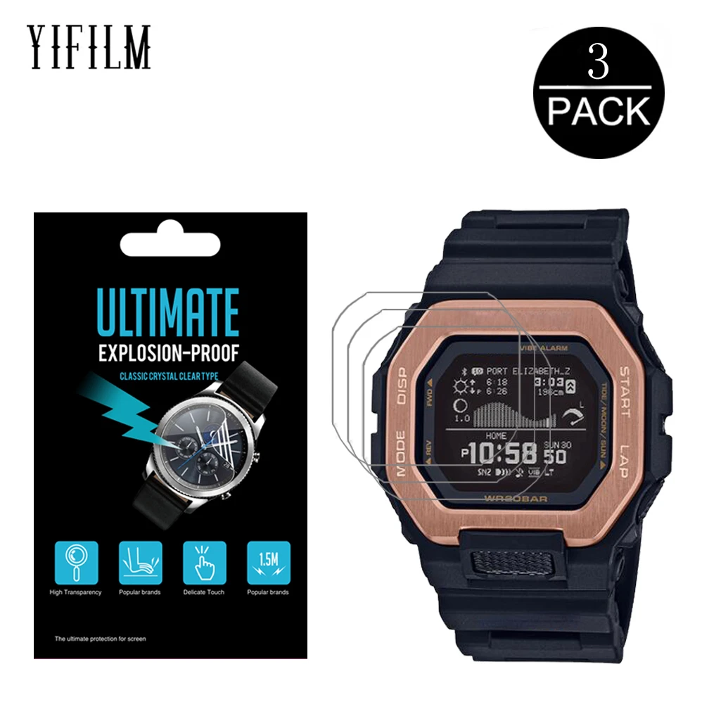 

3Pcs HD Nano Anti-shock Film For Casio G-SHOCK GBX-100NS GBX100NS GMW-B5000TR Screen Protector Anti-Scratch PET Film Not Glass