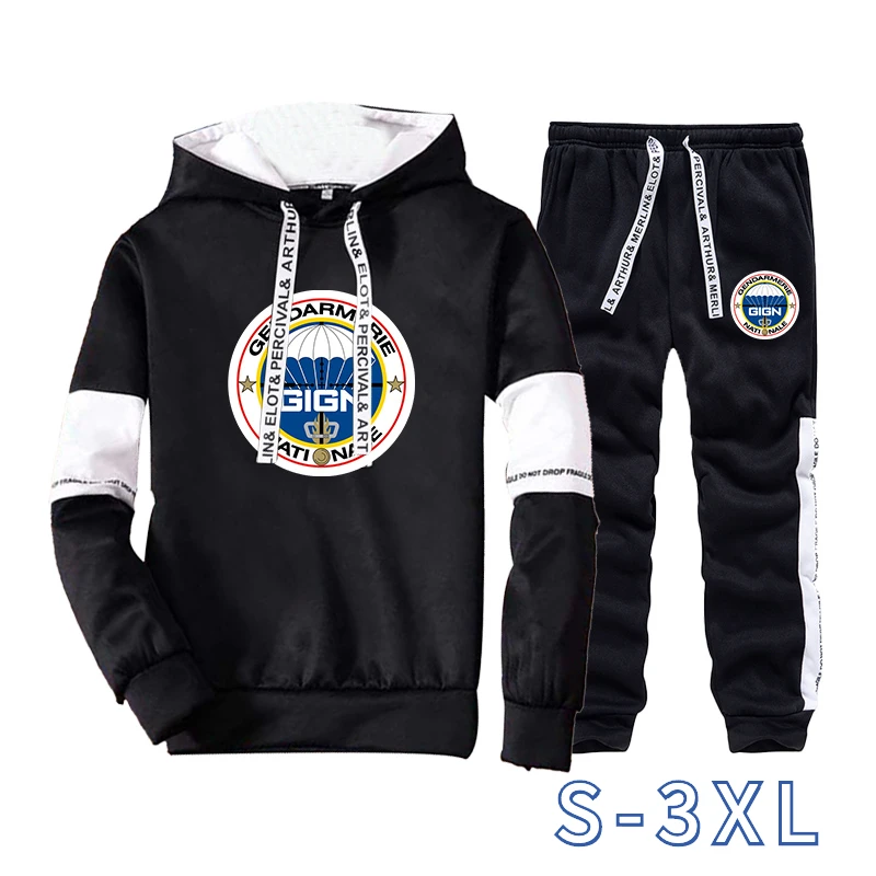 

2022 Men's Hoodies Set France GIGN Army Casual Sweatshirt and Sweatpants Set Print Jogging Sports Tracksuit Suit S-3XL 4 Color