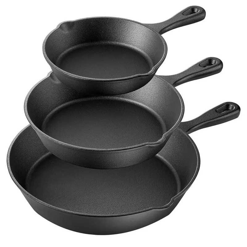 

Fast Shipping Pre-Seasoned 3 Piece Cast Iron Skillet Set