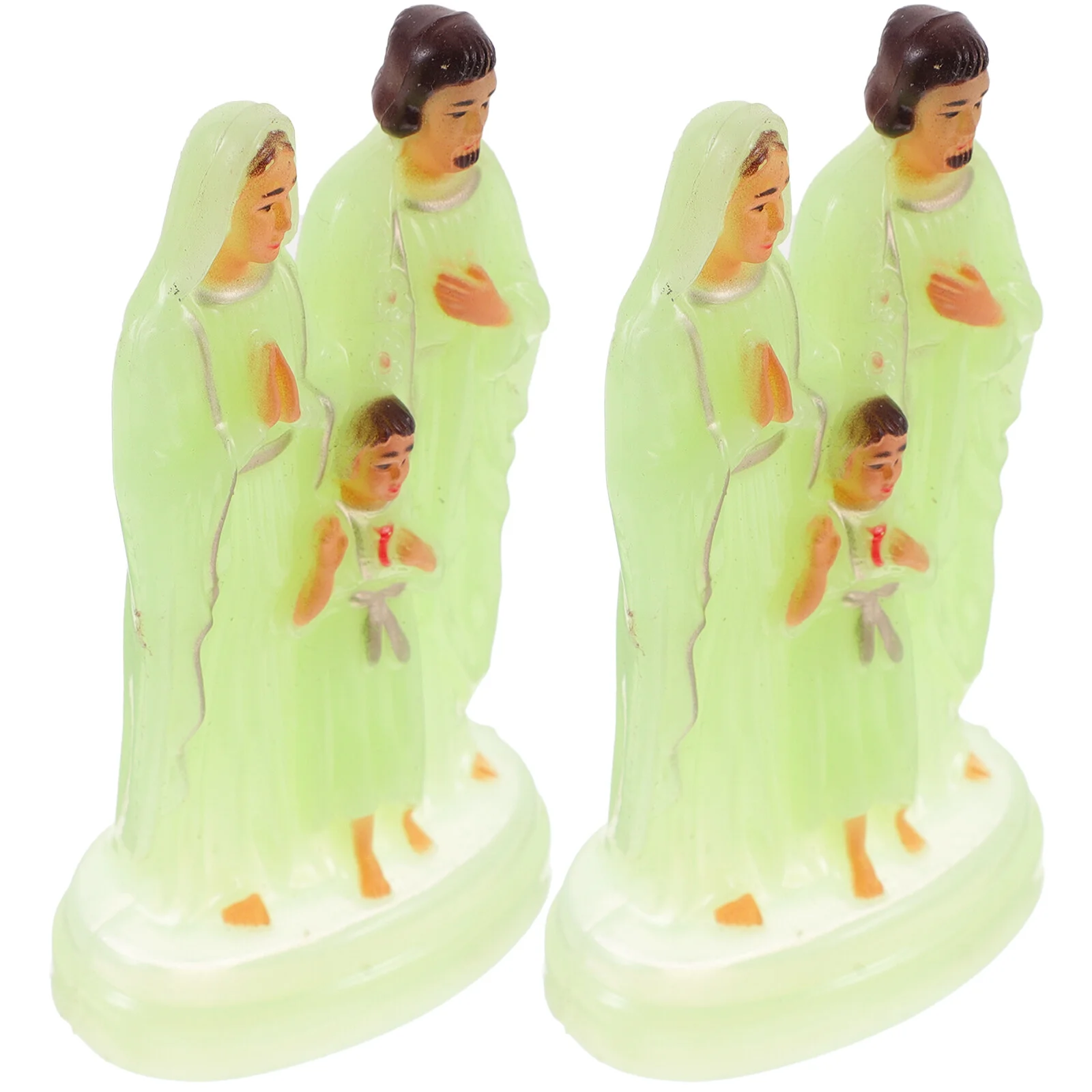 

2 Pcs Home Luminous Ornament St Joseph Statue Desktop Crafts Decorations Figurine Plastic Baby Church