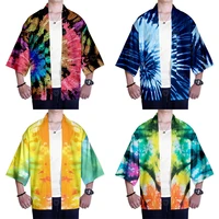men cardigan kimono tie dye japanese samurai clothing streetwear women shirt kimono shirt beach robe unisex shirts clothing