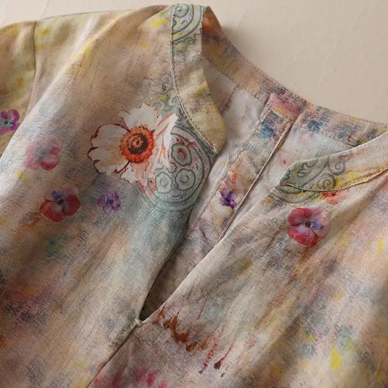 Женская футболка в этническом стиле свободная универсальная плиссированная с