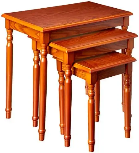 

Home Furnishing Nesting Table, 3-Piece, Oak Tea table Small coffee table Mesas Small end table End table for bedroom Table top